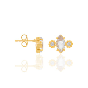 GOLD EARRING WITH CRYSTAL AND ZIRCONIA