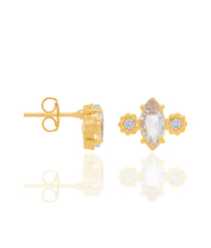 GOLD EARRING WITH CRYSTAL AND ZIRCONIA