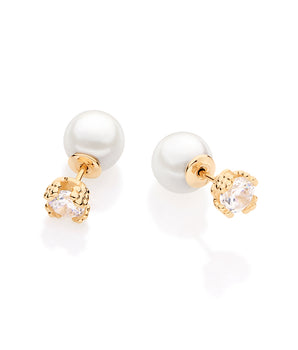 GOLD KID'S EARRING WITH PEARL AND CRYSTAL