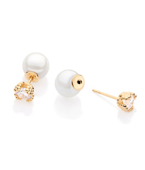 GOLD KID'S EARRING WITH PEARL AND CRYSTAL