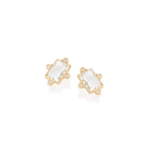 GOLD EARRING WITH CRYSTAL AND ZIRCONIA