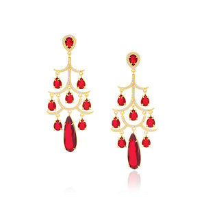 GOLD EARRING WITH CRYSTAL AND ZIRCONIA