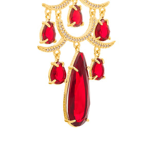 GOLD EARRING WITH CRYSTAL AND ZIRCONIA