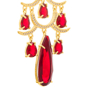 GOLD EARRING WITH CRYSTAL AND ZIRCONIA