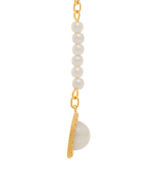GOLD EARRING WITH PEARL AND ZIRCONIA