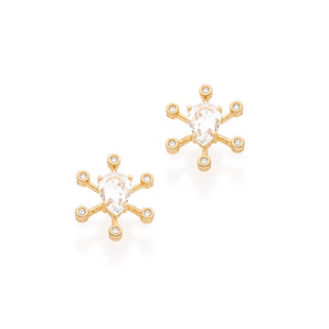 GOLD EARRING WITH CRYSTAL AND ZIRCONIA