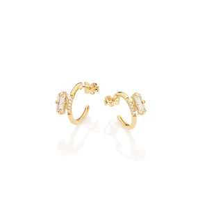 GOLD EARRING WITH CRYSTAL AND ZIRCONIA