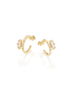 GOLD EARRING WITH CRYSTAL AND ZIRCONIA