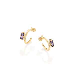 GOLD EARRING WITH CRYSTAL AND ZIRCONIA