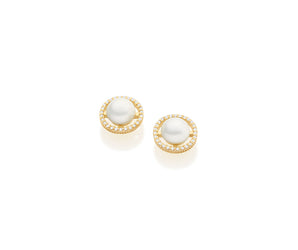 GOLD EARRING WITH ZIR AND PEARLS