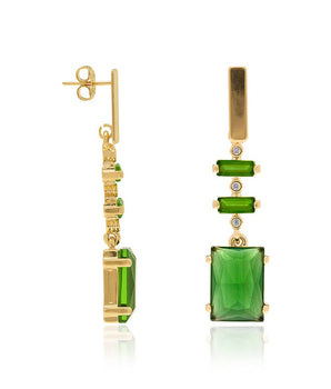 GOLD PLATED EARRING WITH CRISTALS AND ZIRCONIA