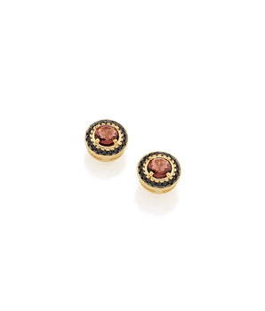 GOLD EARRING WITH ZIR BLACK AND APLICATION RHODIUM BLACK AND CRISTALS