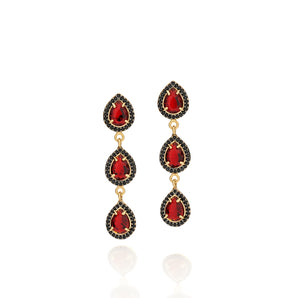 GOLD EARRING WITH ZIR BLACK, APLICATION RHODIUM BLACK AND CRISTALS