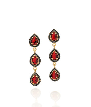 GOLD EARRING WITH ZIR BLACK, APLICATION RHODIUM BLACK AND CRISTALS