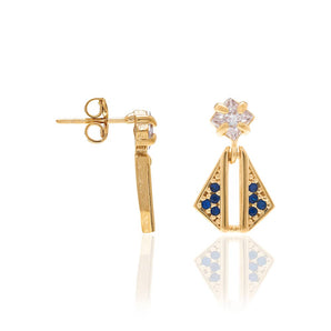 GOLD EARRING WITH ZIR AND CRISTAL
