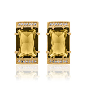 GOLD EARRING WITH CRYSTAL AND ZIRCONIA