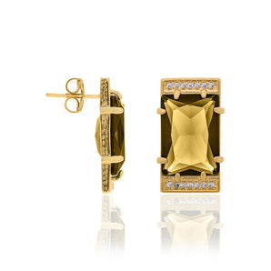 GOLD EARRING WITH CRYSTAL AND ZIRCONIA