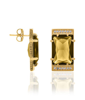 GOLD EARRING WITH CRYSTAL AND ZIRCONIA