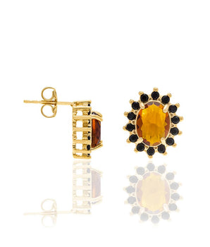 GOLD EARRING WITH CRYSTAL AND ZIRCONIA