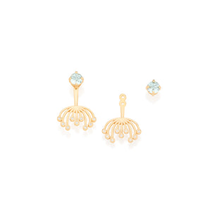 GOLD EARRING WITH CRYSTAL AND ZIRCONIA