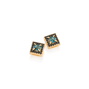 GOLD EARRING WITH CRYSTAL AND ZIRCONIA