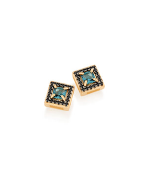 GOLD EARRING WITH CRYSTAL AND ZIRCONIA