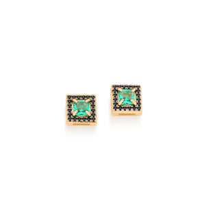 GOLD EARRING WITH CRYSTAL AND ZIRCONIA
