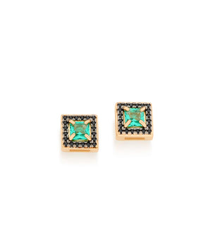 GOLD EARRING WITH CRYSTAL AND ZIRCONIA