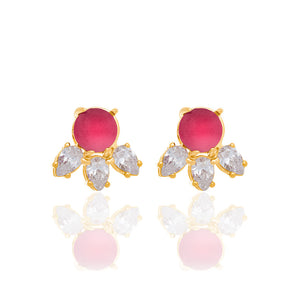 GOLD EARRING WITH CRYSTAL AND ZIRCONIA