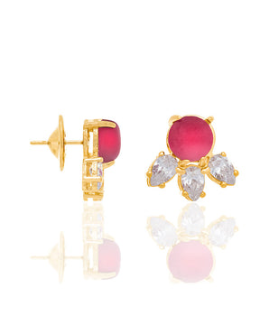 GOLD EARRING WITH CRYSTAL AND ZIRCONIA