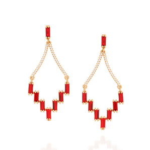 GOLD EARRING WITH CRYSTAL AND ZIRCONIA