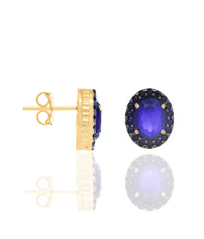 GOLD EARRING WITH CRYSTAL AND ZIRCONIA