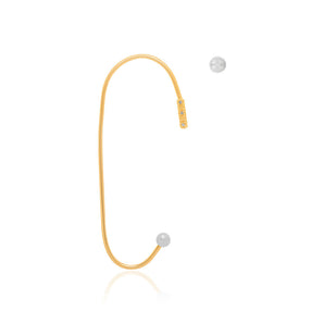 GOLD EARRING WITH PEARL AND ZIRCONIA