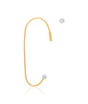 GOLD EARRING WITH PEARL AND ZIRCONIA