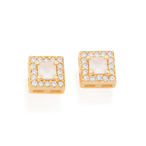 GOLD EARRING WITH CRYSTAL AND ZIRCONIA