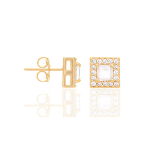 GOLD EARRING WITH CRYSTAL AND ZIRCONIA
