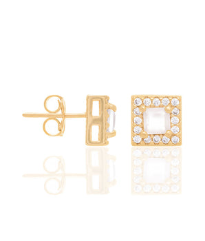 GOLD EARRING WITH CRYSTAL AND ZIRCONIA