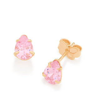 GOLD WATER DROPLET EARRING IN LIGHT PINK