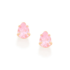GOLD WATER DROPLET EARRING IN LIGHT PINK