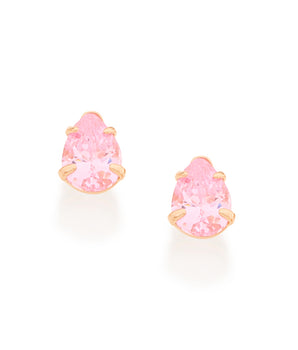 GOLD WATER DROPLET EARRING IN LIGHT PINK