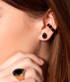 GOLD EARRING WITH CRYSTAL AND ZIRCONIA