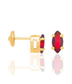 GOLD KID'S NAVETTE EARRING IN RED