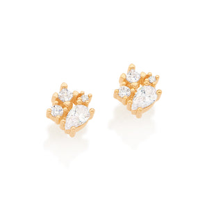 GOLD ABSTRACT EARRING IN WHITE