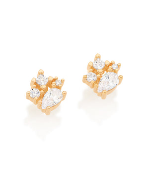 GOLD ABSTRACT EARRING IN WHITE