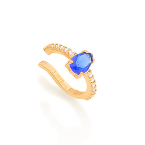 GOLD GEMSTONE EAR CUFF IN BLUE