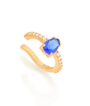 GOLD GEMSTONE EAR CUFF IN BLUE