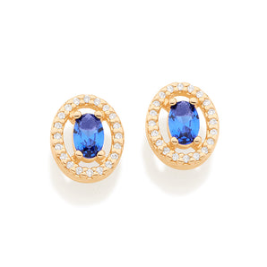GOLD HALO EARRING IN BLUE
