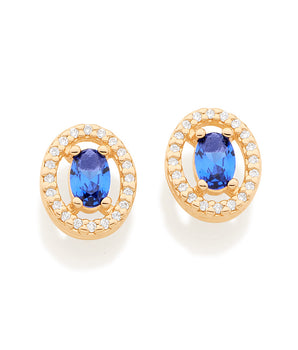 GOLD HALO EARRING IN BLUE