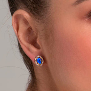 GOLD HALO EARRING IN BLUE