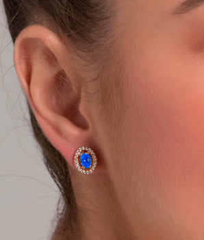 GOLD HALO EARRING IN BLUE